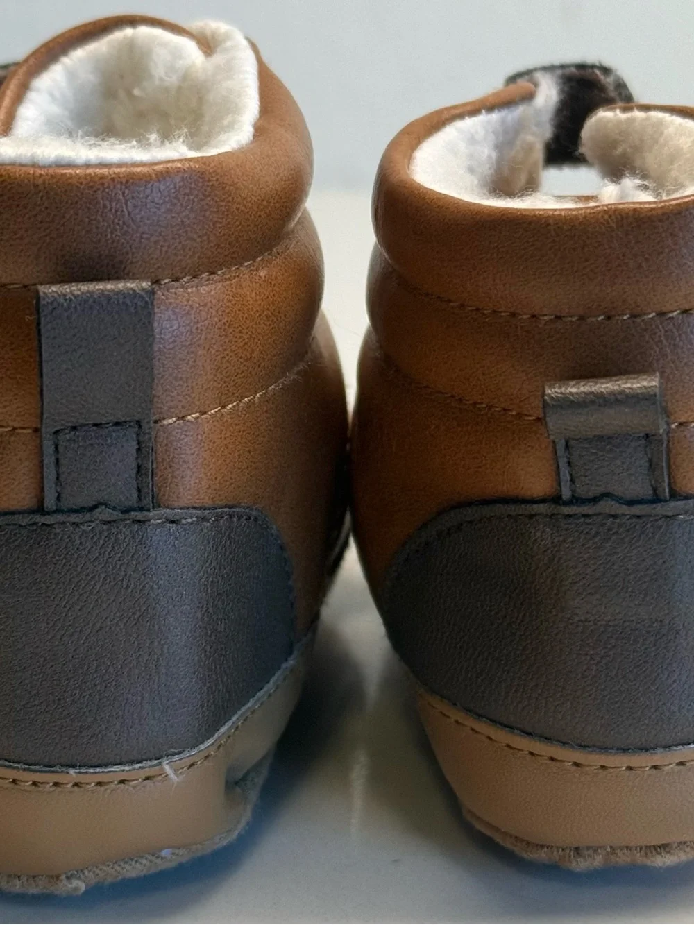 Old Navy Baby Faux Leather Sherpa-Lined Booties Brown 12-18M